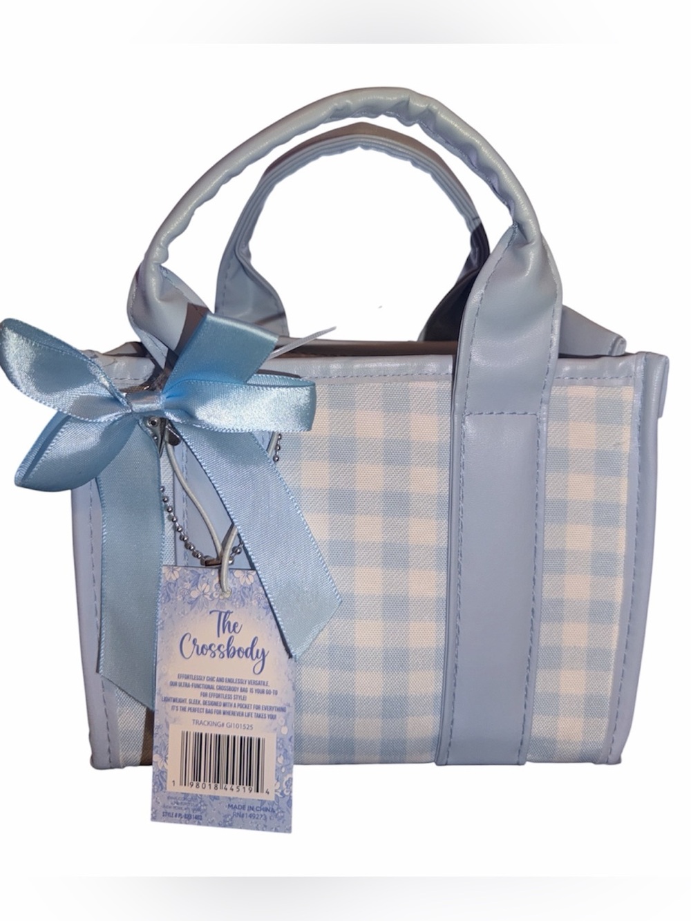 Light Blue Gingham small Tote Bag